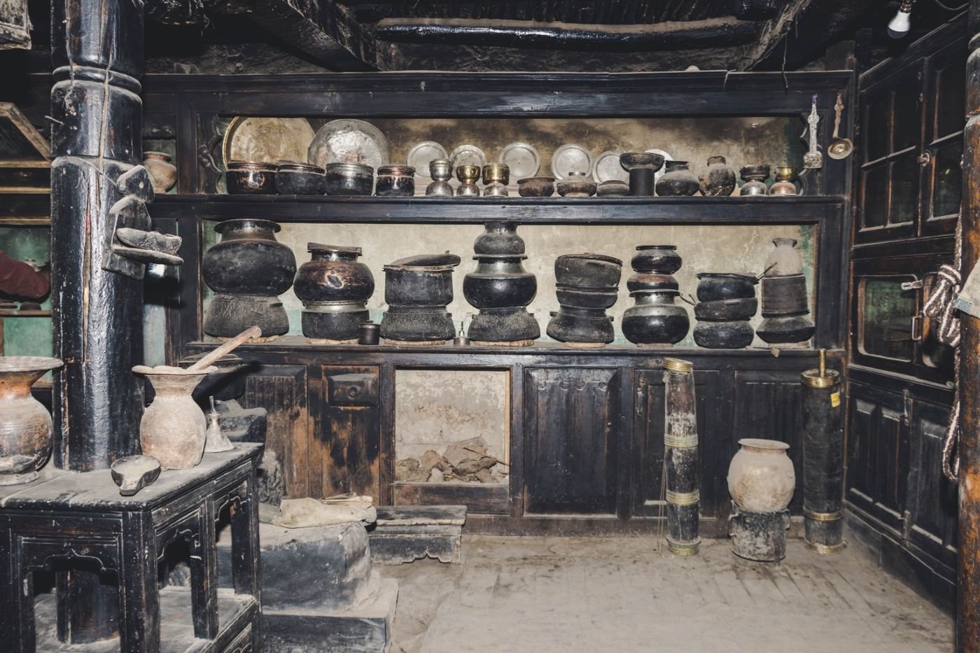 Copper and clay pots, kept as they always were